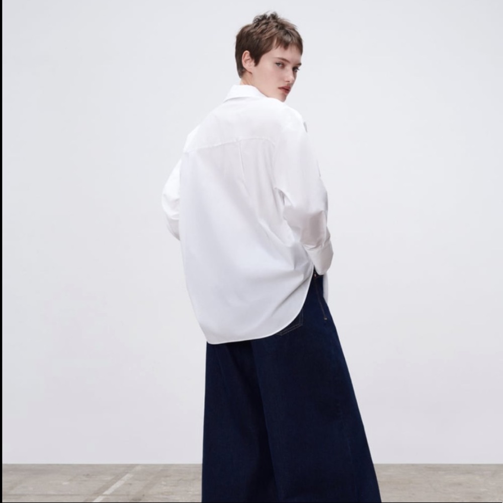 Zara White Jewel Detail Oversized Shirt - Picture 6 of 11